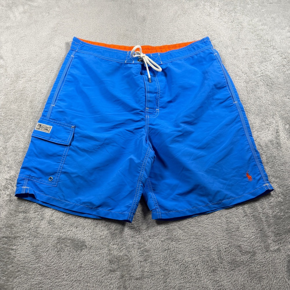 Polo Ralph Lauren Swim Trunks Men Large Blue Cargo Pocket Embroidered Pony